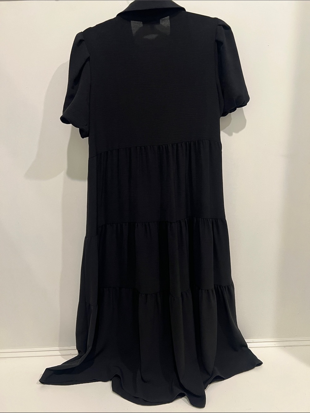 1. State Black Button-Front Tiered Maxi Dress with Puff Sleeves - Picture 5 of 5
